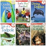 DK Readers Non-Fiction Series: 6 books Level 1 (Dinosaurss Day / Lets Play Football / Garden Friends / Tale of a Tadpole / Animals At Home / Diving Dolphin)