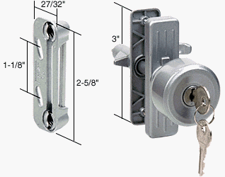 CRL Keyed Aluminum Screen and Storm Door Knob Latch 3 Screw Holes