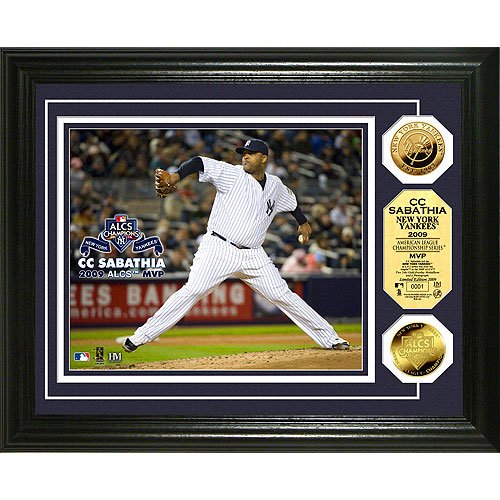 Highland Mint MLB New York Yankees C C Sabathia 2009 ALCS MVP Gold Coin Photo Mint