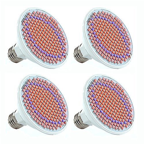 LED Grow Light Bulb – LVJING Grow Lamp for Indoor Hydroponic Mini Greenhouse Garden Plants Organic Soil – 10W with 200pcs 3528SMD Chip – E27 Socket – AC 85~265V