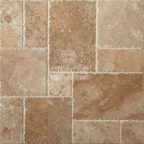 61BGxY1tDUL Walnut Travertine MIDI Versailles / Ashlar Sample Tiles