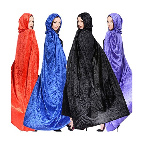Womens Halloween Witch Velvet Hooded Cloak Costumes Wizard Party Cape Cosplay