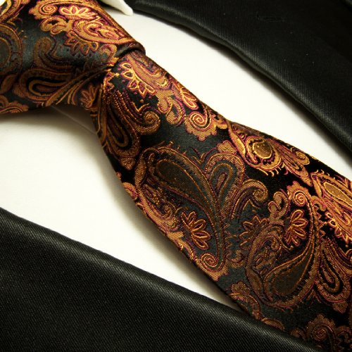 Krawatte 100% Seide schwarz braun paisley by 