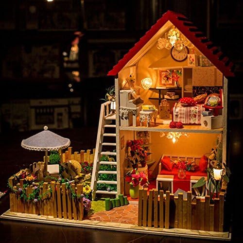 OK59 Plan toys dollhouse DIY Wooden Miniature Dream House With LED Furniture Christmas Gift Birthday Gift--happy family dollhouse