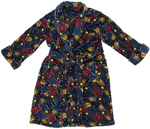 Gray Basketball Plush Bath Robe for Little Boys 3T
