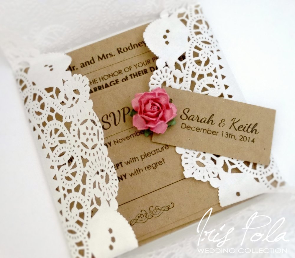 Set of 25 Invitations with RSVP cards, Wedding, Lace Invitation, Doily, Wedding, Recycled, Paper Rose, White, Pink, Retro, Burlap, Invitation Set, Country, Rustic, ECO









	




























 0