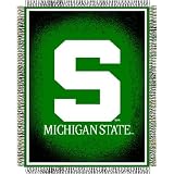 Michigan State Spartans NCAA Triple Woven Jacquard Throw (019 Focus) (48x60)