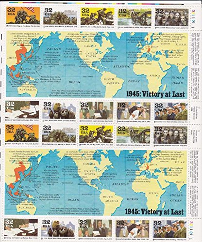 1945 WWII Victory At Last Sheet Collectible Stamp 32 Cent Sheet Scott 2981