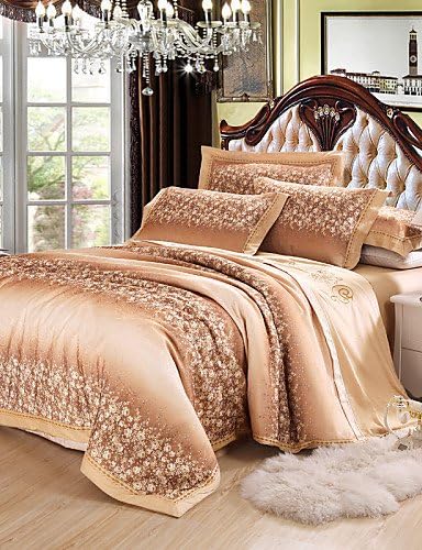 HECHAI_Yuxin? Cotton Satin Jacquard Cotton 4 Piece Bedding Package 1.5m-1.8m Bed/2.0m Bed Bedding Set , king-light gray , king-light gray