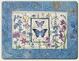 Large Cutting Board ~ Blue Wildflower Butterfly ~ made of tempered glass ~ code 316