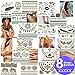 EjiubasPremium Flash Temporary Tattoos Gold Silver Black Metallic Tattoo Jewelry Geometric Mix Style Random 8 SET
