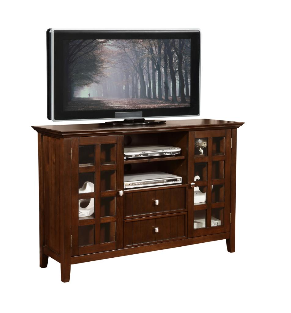 Simpli Home Acadian Tall TV Stand, 53"W x 35"H, Tobacco