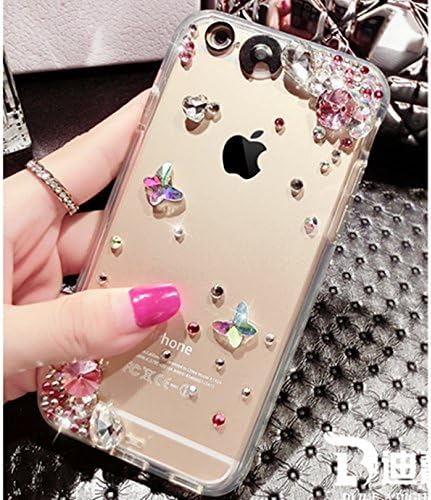 (Lighting Color can change) Bling Flower Butterfly Rhinestone LED Flash Light UP Remind Incoming Call Cases Cover For Smart Mobile Phones (Samsung Galaxy Note 5, Pink)