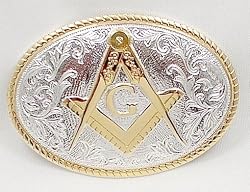 MASONIC SILVER/GOLD PLATED BELT BUCKLE