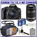Canon EOS Rebel T1i 15.1 MP Digital SLR Camera (Black) + Canon EF-S 18-55mm f/3.5-5.6 IS Zoom Lens [Outfit] + Canon EF-S 55-250mm f/4.0-5.6 IS Zoom Lens + (2x) 8GB + Advanced Shooters Package K# 2