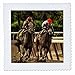 3dRose qs_98373_3 Two Horses and Jockeys Racing to Finish Line, Mud Flying.-Quilt Square, 8 by 8-Inch
