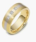 14 Karat Designer Two-Tone Gold 3 Diamond Wedding Band Ring