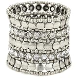 Leslie Danzis Silver And Crystal Stretch Bracelet