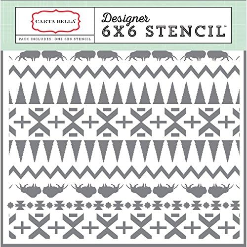Carta Bella The Great Outdoors Indian Blanket Designer 6x6 Stencil