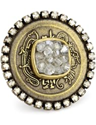 Liz Palacios "Orient Express" Moonlight Rock Crystal Center Dragon Adjustable Ring