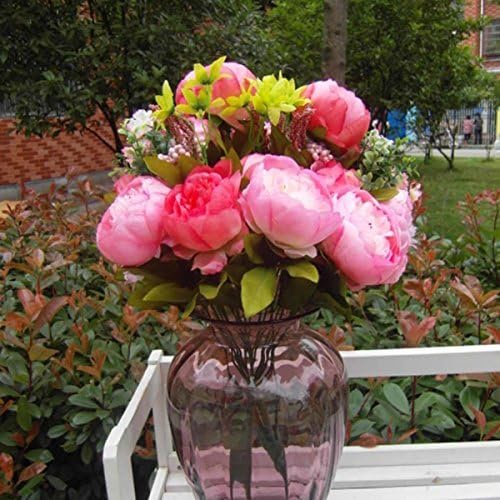 SoooKu 20" Blooming 8 Heads Peonies and Hydrangeas Silk Artificial Bouquet by SoooKu