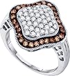 Stunning 10k. White Gold 1.00 CTW Chocolate and White Diamond Ring Size 7