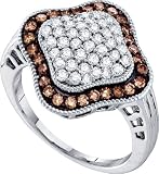Stunning 10k. White Gold 1.00 CTW Chocolate and White Diamond Ring Size 7
