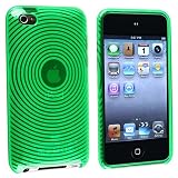 TPU Rubber Skin Case Compatible With Apple® iPod touch® 4th Gen, Clear Green Concentric Circle