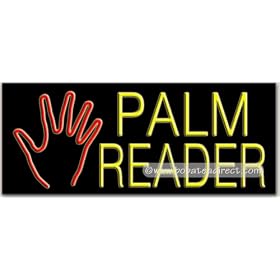 Palm Reader, Logo Neon Sign (13"H x 32"L x 3"D)