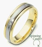 4mm Titanium & 14 Karat Yellow Gold SPINNING Diamond Wedding Band Ring
