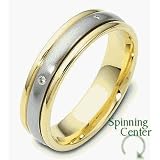 4mm Titanium & 14 Karat Yellow Gold SPINNING Diamond Wedding Band Ring