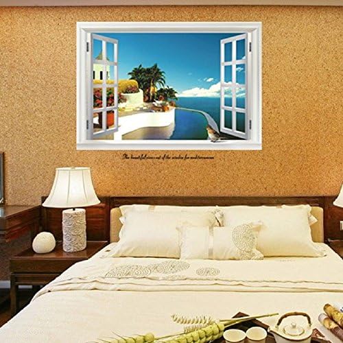 Cozyvie 3D Vivid Funny Removable Bumper Stickers Break Through the Wall Vinyl Wall Sticker/Floor Stickers (Mediterranean Sea) 60*90CM