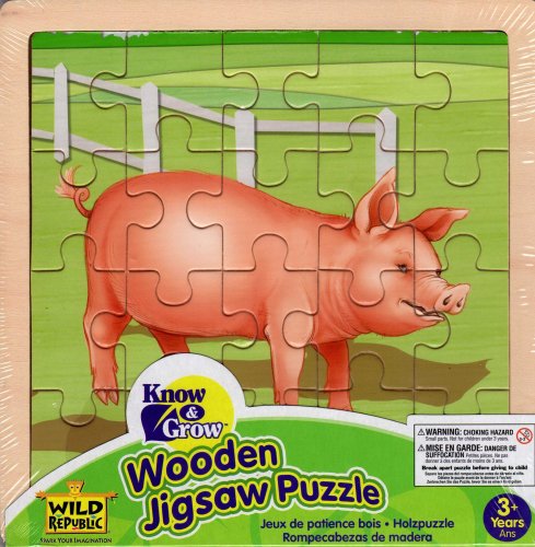 Childrens Toyshop  Toys : Wild Republic - 20 piece wooden pig puzzle - age 3 years upwards