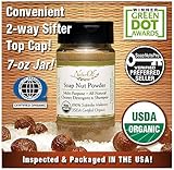 NaturOli USDA Organic Laundry Soap - Soap Nut Powder 7oz. 100% natural detergent, soap & cleanser. - Excellent for hair care / Ayurvedic Aritha. - With 2-way Shaker Cap
