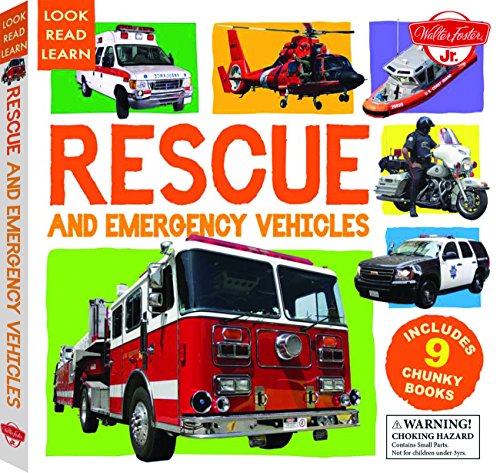 rescue and emergency vehicles includes 9 chunky books look read learn