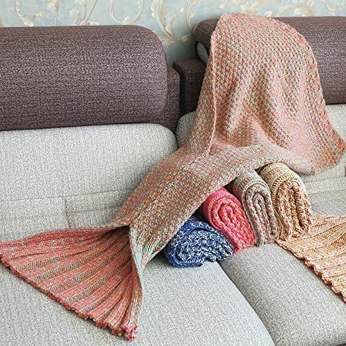 SleepyTail® Mermaid Blanket Tail For All Season, Soft Handmade For Adults , Kids, Baby Cute And Cozy. 100% MONEY BACK GUARANTEE! (Medium, Tropical Tail)