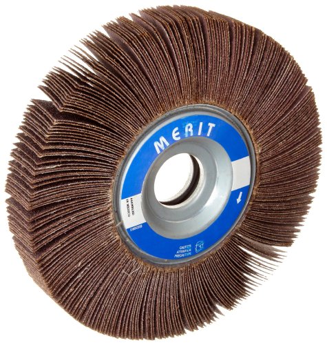 Merit Type K Sof-Tutch Grind-O-Flex Abrasive Flap Wheel, 1 Arbor, Ceramic Aluminum Oxide, 6 Dia., 1 Face Width, Grit 320, 6000 Max RPM (Pack of 1)