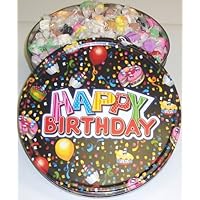 Scott's Cakes Assorted Salt Water Taffy in a Large Happy Birthday Tin