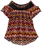 Paperdoll Girls 7-16 Printed Knit Cold Shoulder Top