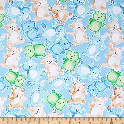 Cutie Pies & Lullabies Bears Blue Fabric