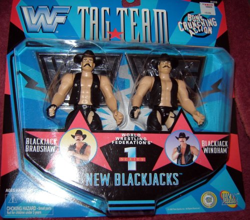 WWE Action Figure-WWF New Blackjacks Wrestling Figures Tag Team 2 Pack WWE WCW-Jakks WWE Action Figure