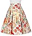 Pleated Midi Skirt for Women Floral a Line Skirt with Pockets (XL)