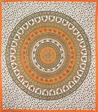 Orange Elephant Circle Indian Tapestry - Mandala Wall Hanging for Dorms