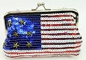 USA Flag Sequin Clutch Purse with Stars Accent