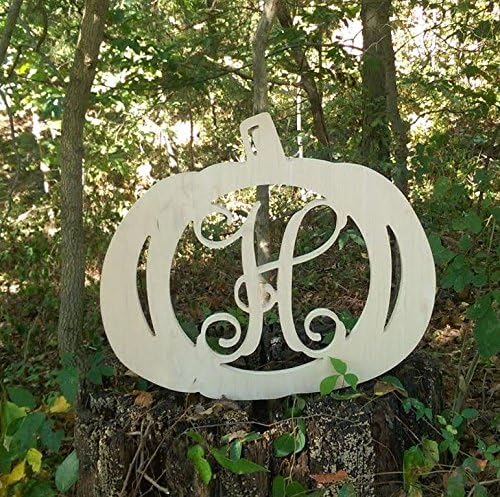 Pumpkin Monogram, Framed Letter, Fall Decor, Unfinished Monogram, Halloween Door Hanger, Door Monogram, Thanksgiving Monogram