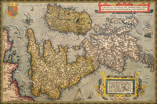 Art Poster, Map of Britian and Ireland - 27.5 x 18.75
