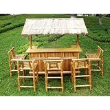 TIKI BAR - ISLAND TIKI BAR - TROPICAL TIKI BAR - U SHAPE NATURAL W  5 STOOLS - TIKI BAR... by 