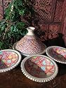 Medium patterned cooking tagine with 4 matching bowls