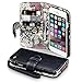 iPhone 6S Case, iPhone 6 Case, Terrapin [Floral Interior] Premium PU Leather Wallet Case with Card Slots, Cash Compartment and Detachable Wrist Strap (Black with Lily Floral Textile Interior)
