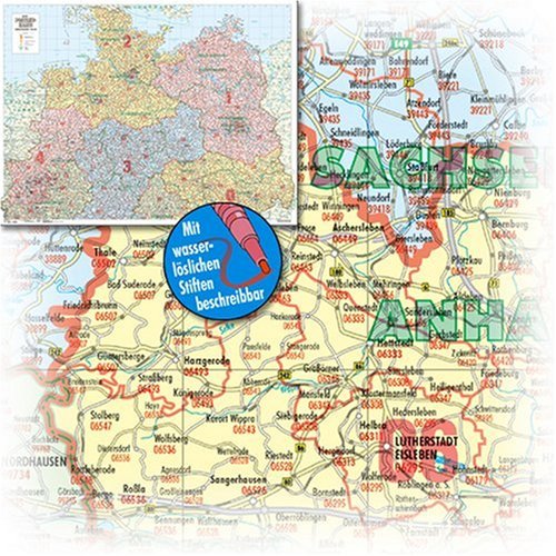 Bacher Postleit-Karte Deutschland, Posterkarte, Nord, beschichtet: Postleitkarte mit 5stelligen PLZ und Bundesl&auml;ndern